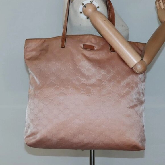 GUCCI GG Canvas Tote Bag Nylon Pink Gold 295252 Auth 129450 - Picture 12 of 16